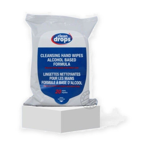 Clean Drops Cleansing Hand Wipes, 20 Count