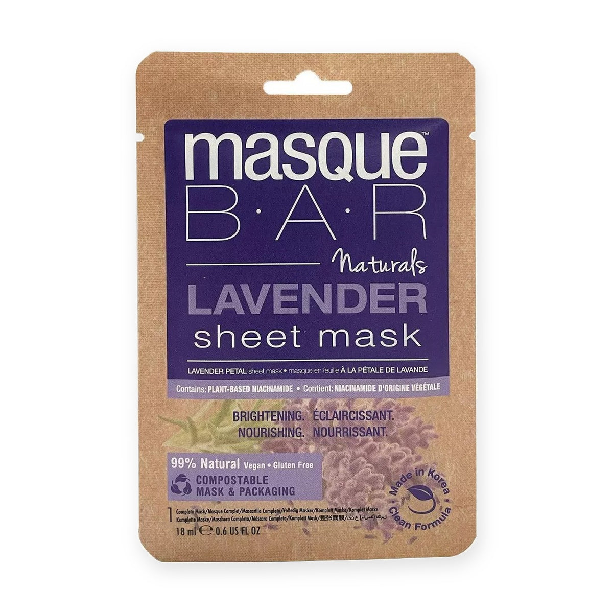 Masque Bar Naturals Lavender Sheet Mask, 1 Count