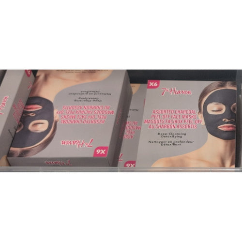 7th Heaven Assorted Charcoal Peel-Off Face Masks, 6 Pack - in package