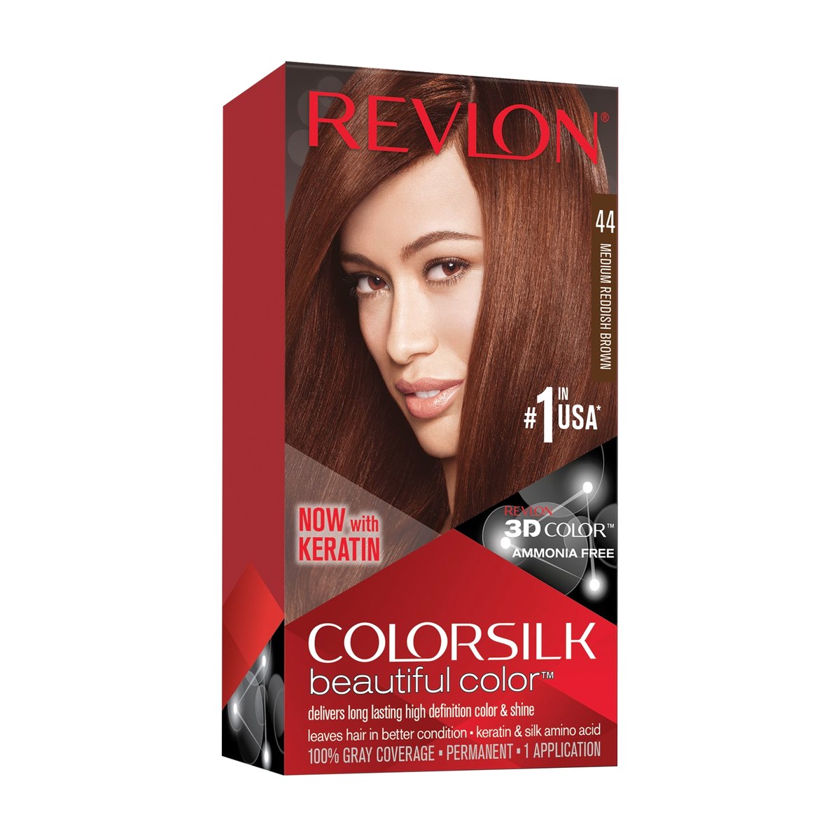Revlon ColorSilk Beautiful Color Permanent Hair Color 44 Medium Reddish Brown