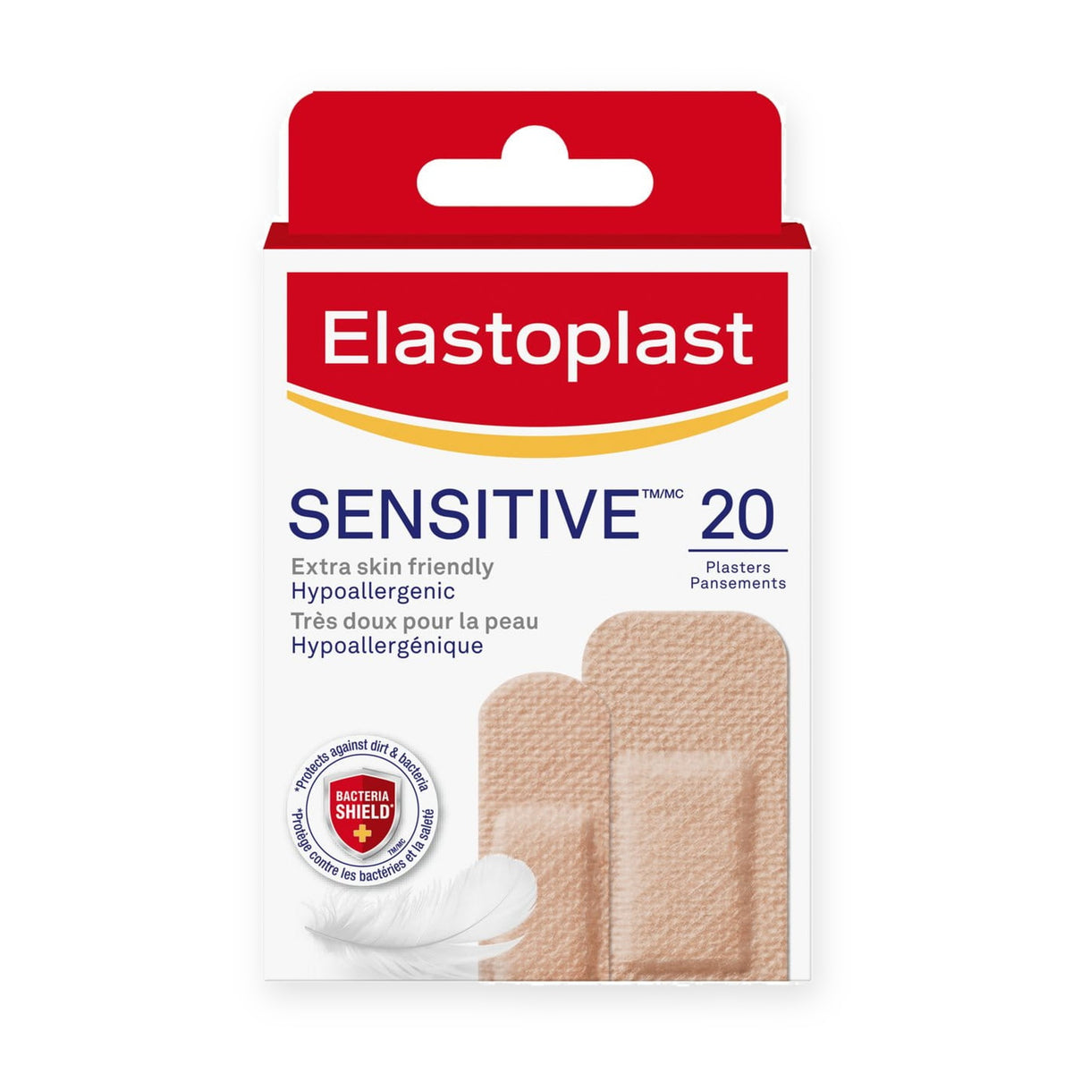 Elastoplast Sensitive Bandages Light Skin Tone 20 Strips box