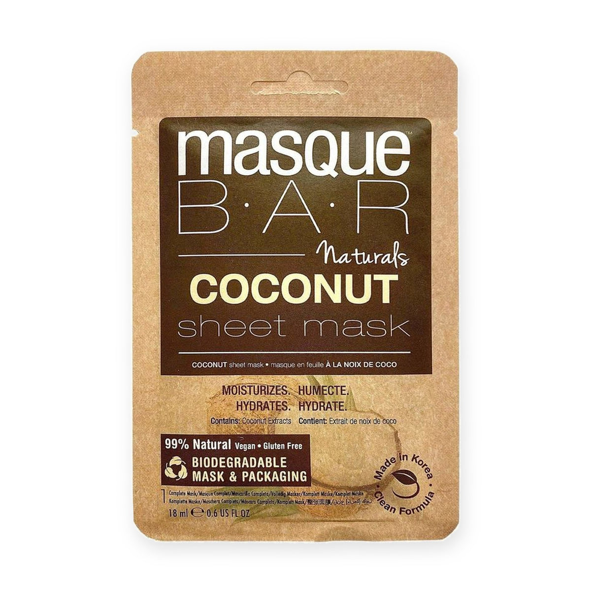 Masque Bar Naturals Coconut Sheet Mask, 1 Count