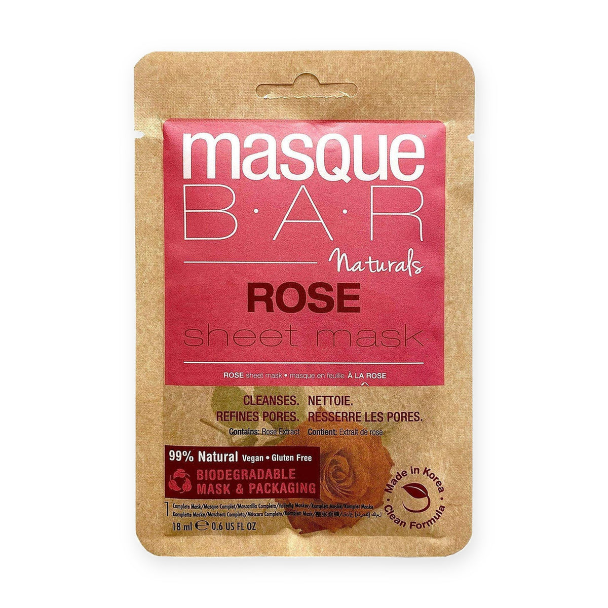 Masque Bar Naturals Rose Sheet Mask, 1 Count