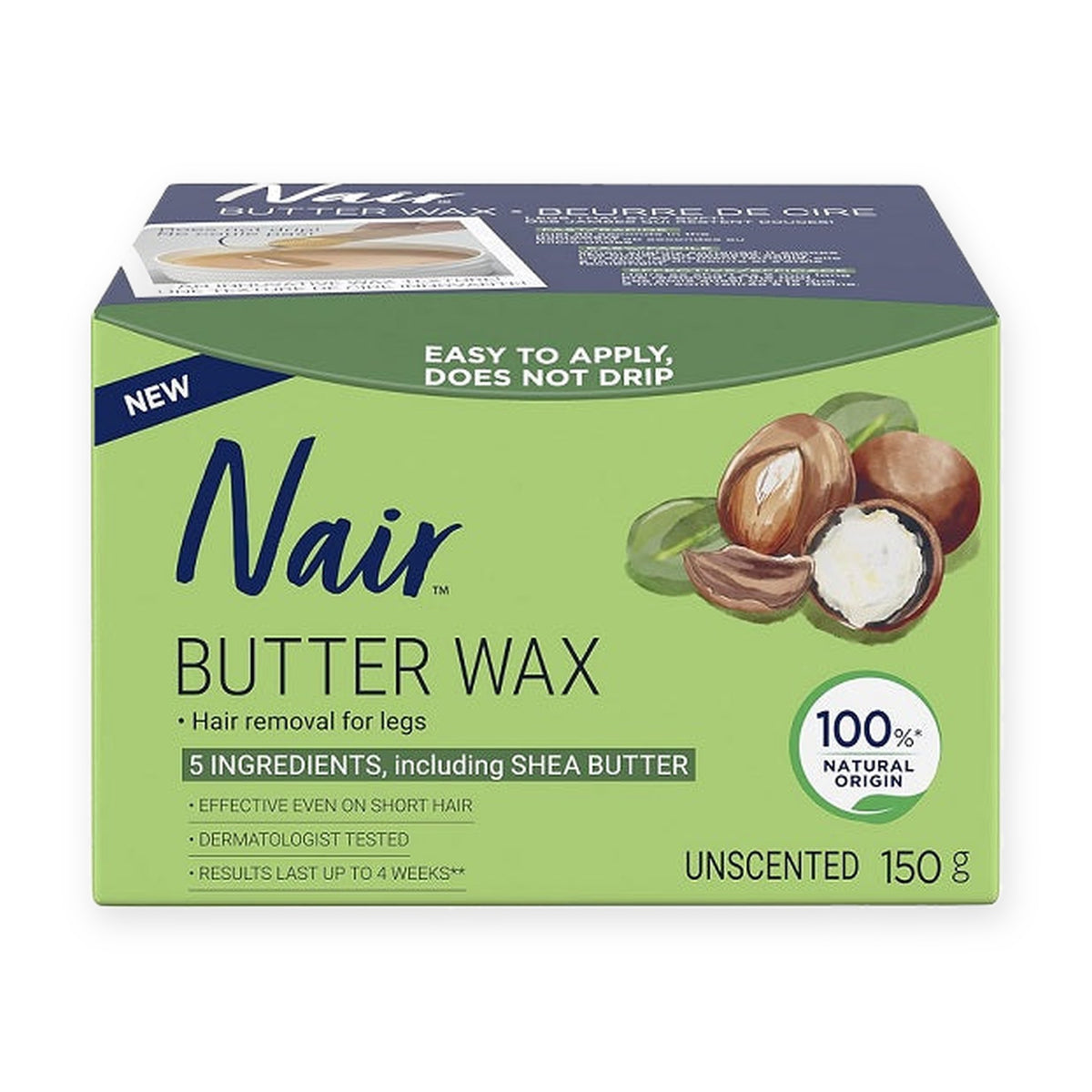 Nair Butter Wax Unscented with Shea Butter for Legs 150 g