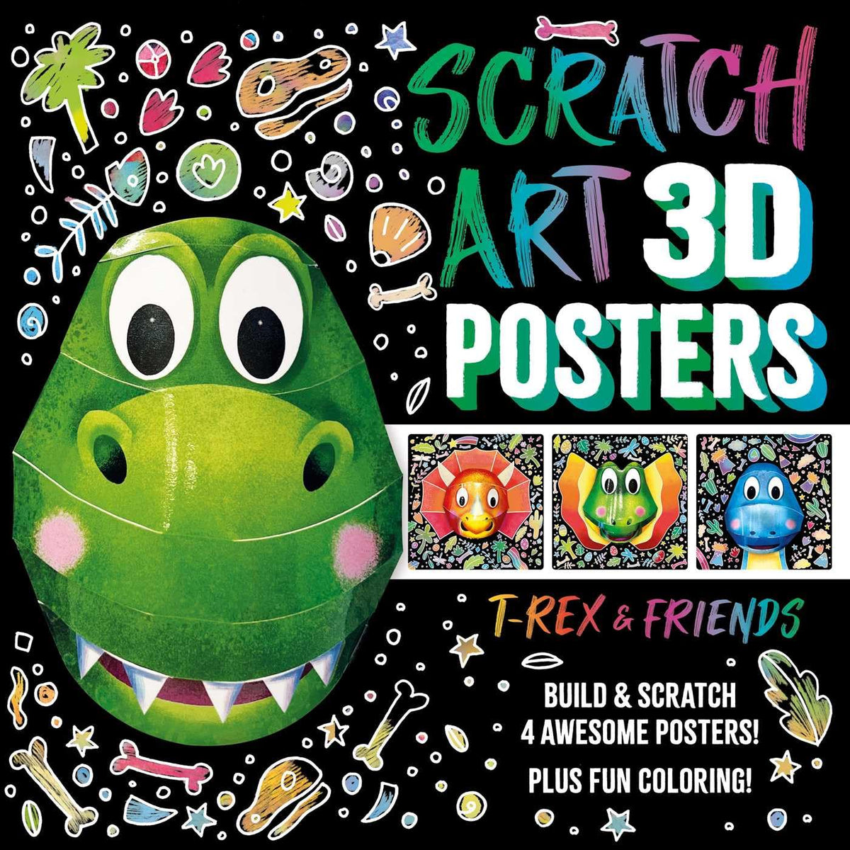 Scary T-Rex Posters: Build & Scratch Activity Book