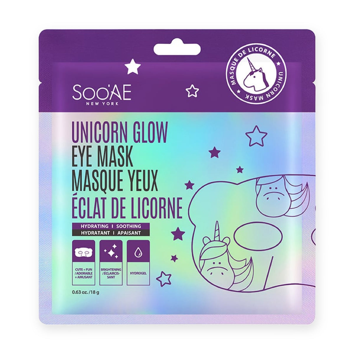 SooAE Unicorn Glow Eye Mask, Soothing + Moisturizing, 1 Count